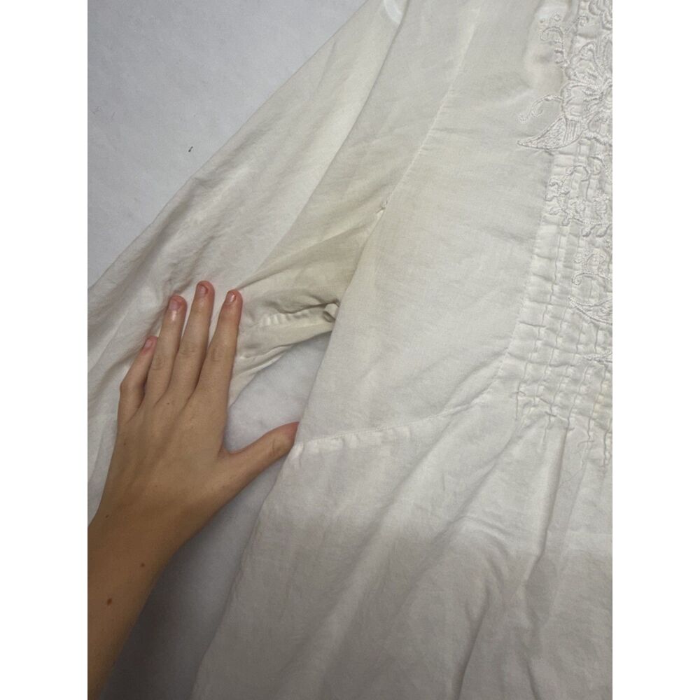 Johnny Was White Blouse Tunic with embroidered button-down floral details XL - Picture 3 of 9